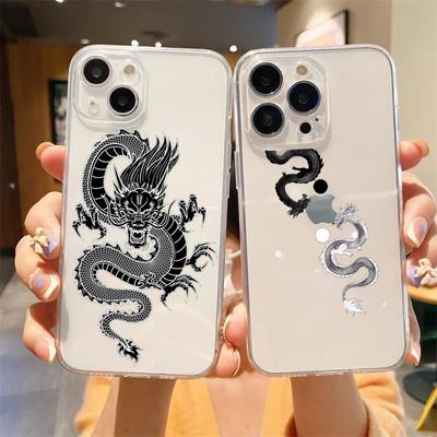 Dragon Fashion Clear Phone Case For iPhone 14 13 11 12 Pro Max X XR XS 7 8 Plus SE Soft Silicone Cover Luxury Coque Funda Capa