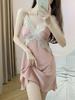 Women's Nightdress Summer V-neck Sexy Spaghetti Strap Women's Ice Silk Pajamas Lace Pure Desire Short Skirt French Silk Homewear