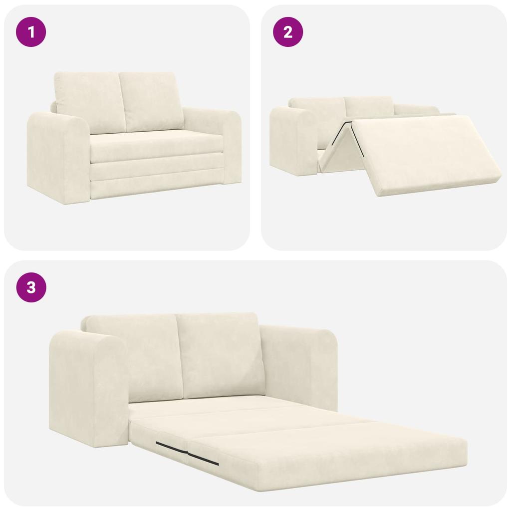 Cream Sleeper Sofa 148 X 71 X 83 Cm Velvet