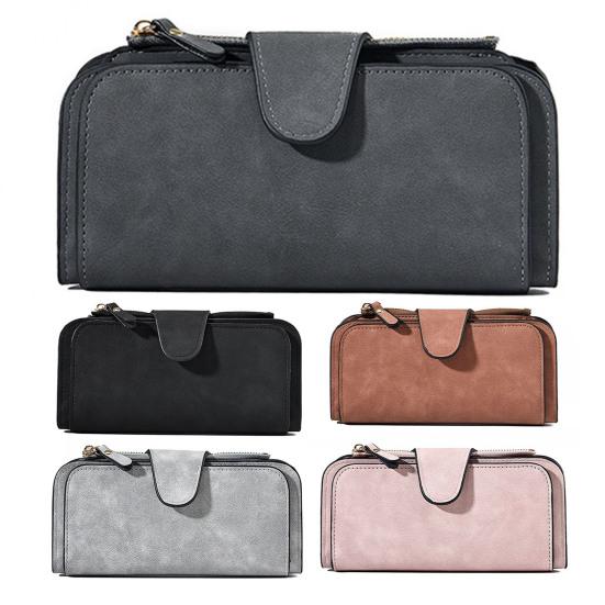 Women Long Wallet Large Capacity Card Holder Trifold Clutch Purse with Zipper Pocket 16 Card Slots ID Windows for Dates Work Party