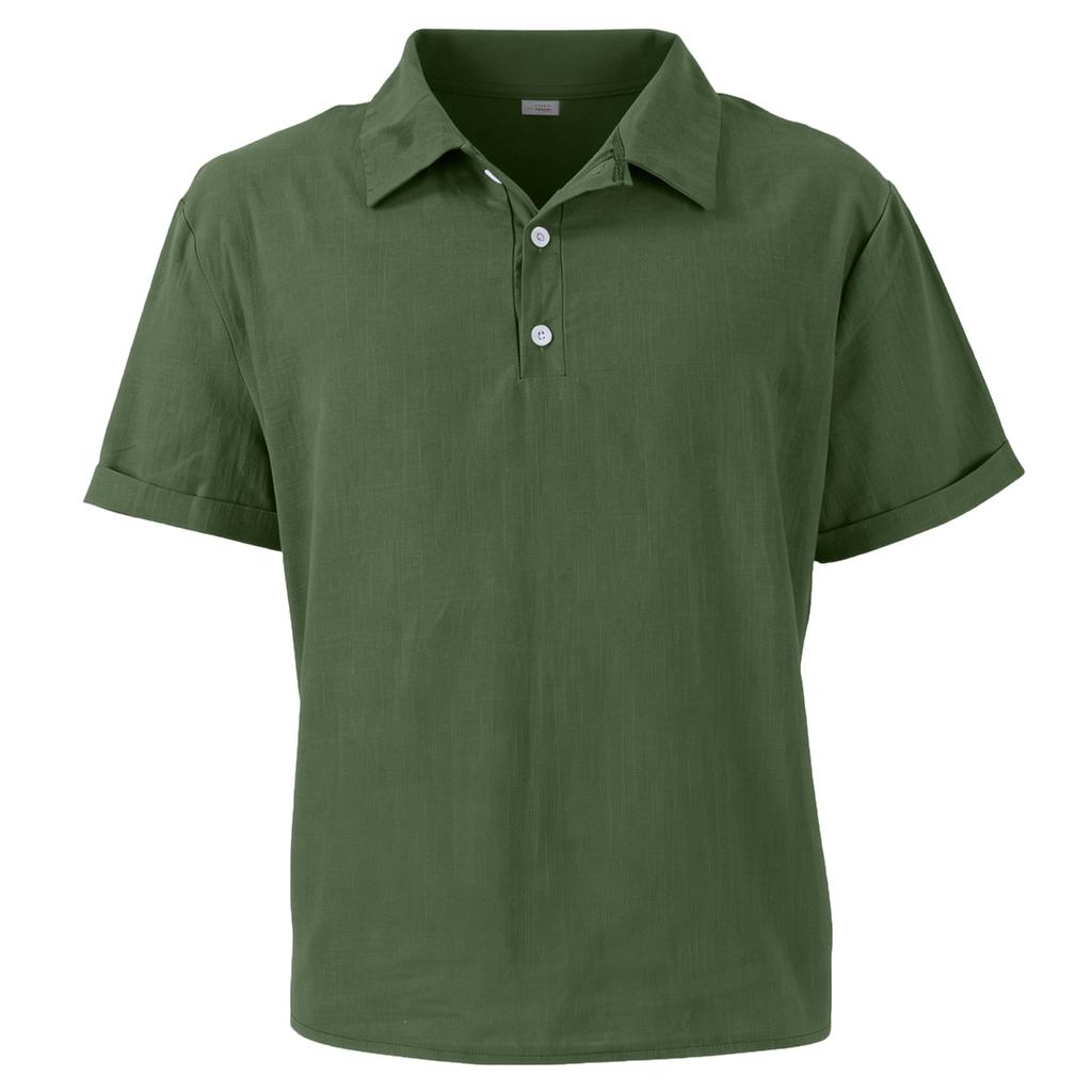 Men's Casual -color Summer - Cotton And Linen Short-sleeved Shirt