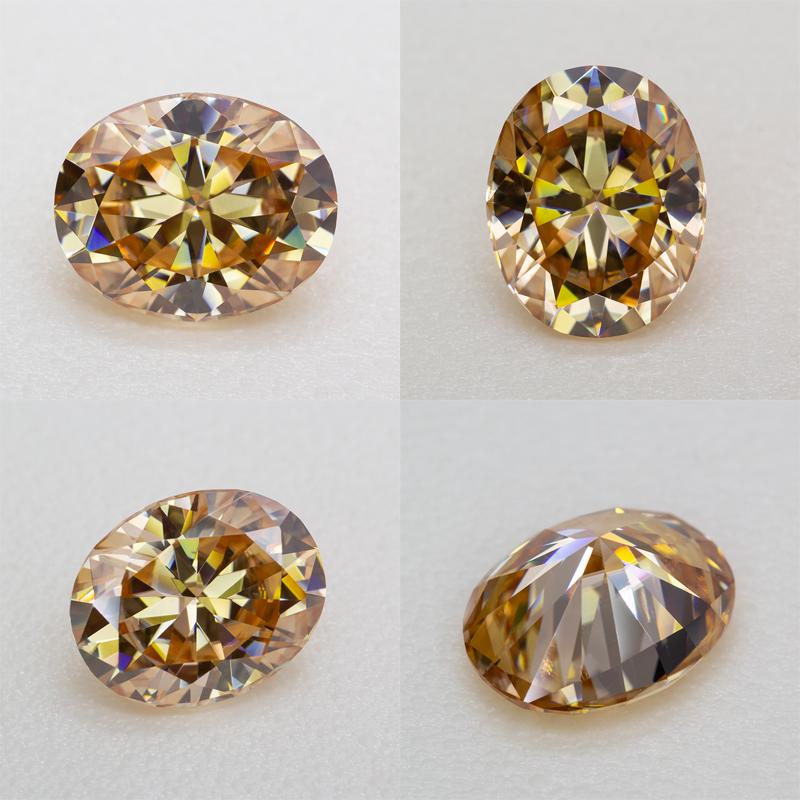 Champagne Moissanite Stone With Round/100 Faces/Pear/Emerald/Radiant/Oval/Princess/Heart/Cushion/Asscher/Marquise