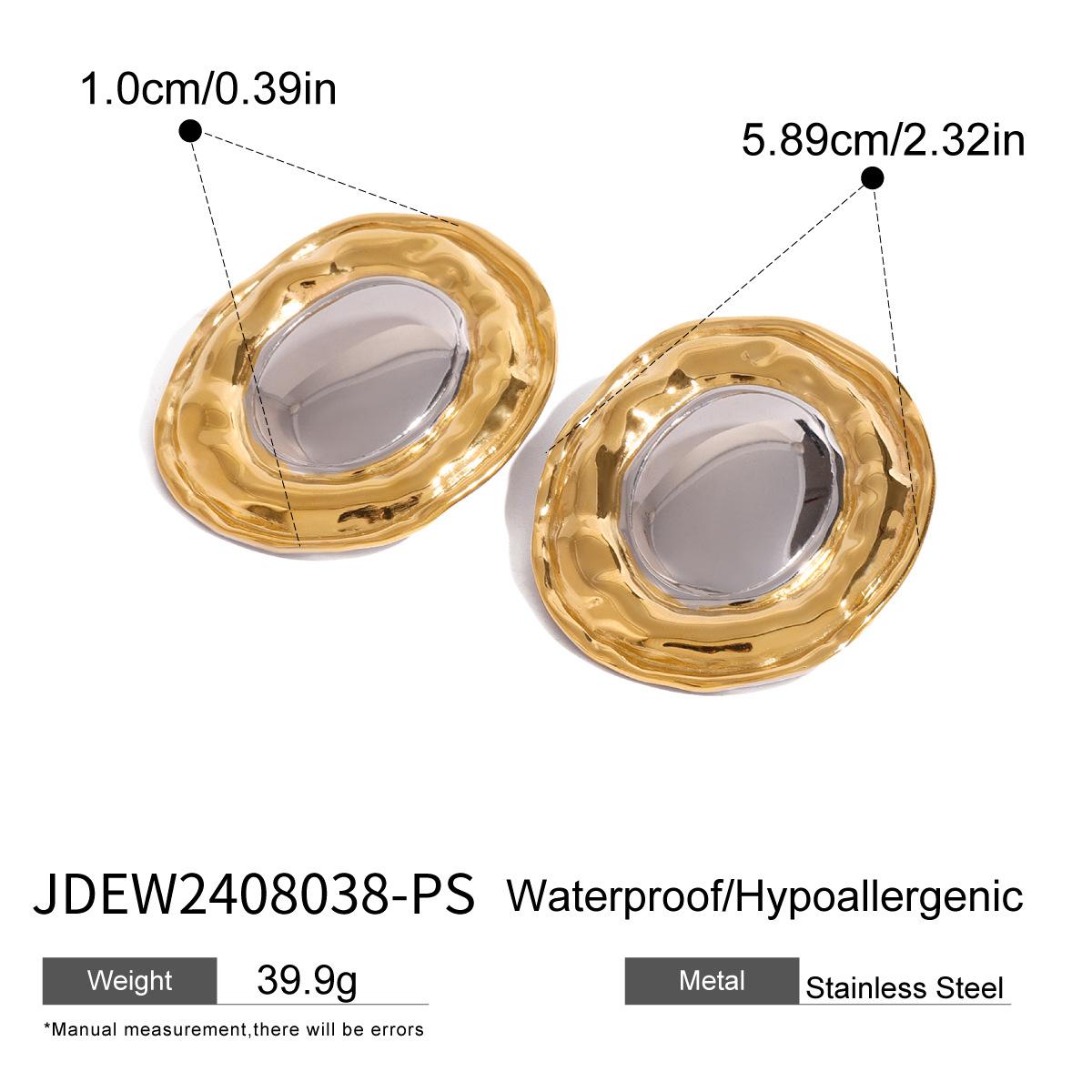Jiading European and American stainless steel gold and silver color matching geometric earrings retro court French stud earrings do not fade earrings
