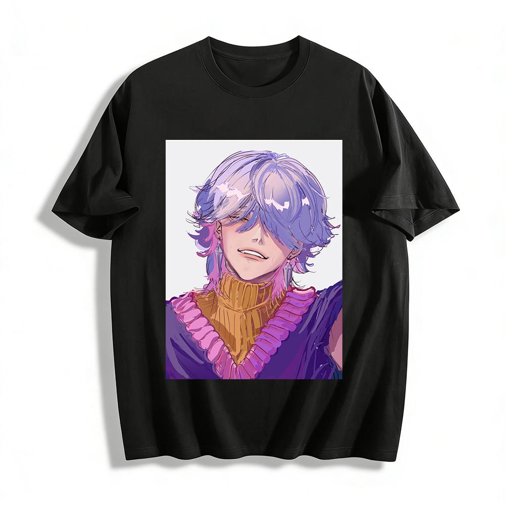

Anime Character Print Turtleneck Top Color Block Design Street Style Unisex Knitwear Pure cotton T-shirt XXS