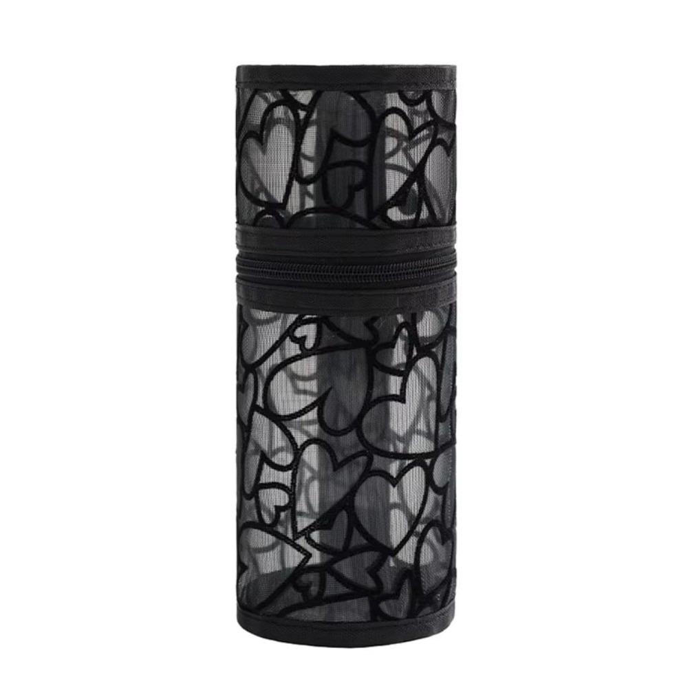 

Новый сетчатый пенал большой вместимости, многофункциональный, с прозрачным косметическим чехлом с принтом в виде сердечек чёрный