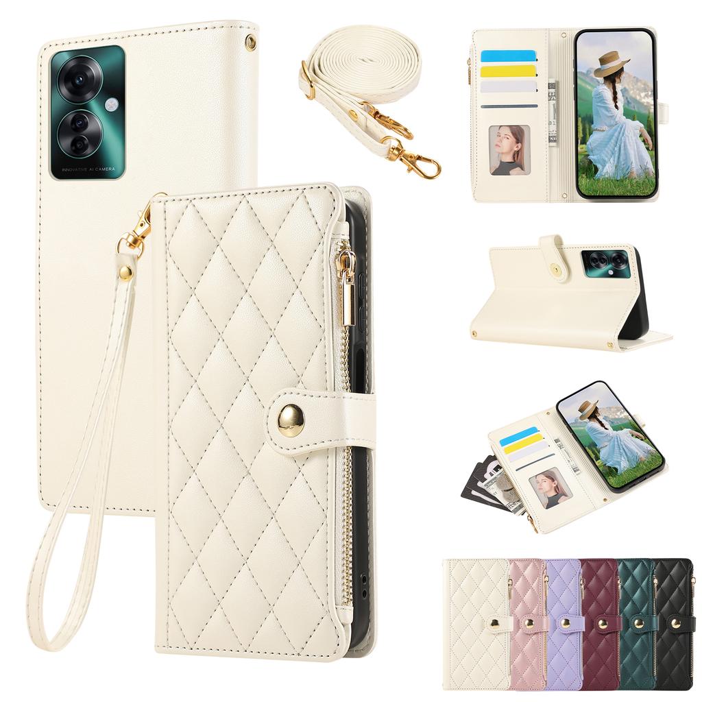 Crossbody Cards Solt Wallet Zipper Bag Leather Case For OPPO A79 A58 A78 A98 A53 A77 A57 A54 A55 Reno 12 Pro 11 F 10 Strap Cover