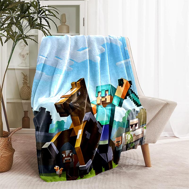 1pc Blanket Minecraft5 Print Design, Lightweight Blanket for Sofa, Bed- Soft &Warm, Gift for All Seasons like Christmas, Halloween
