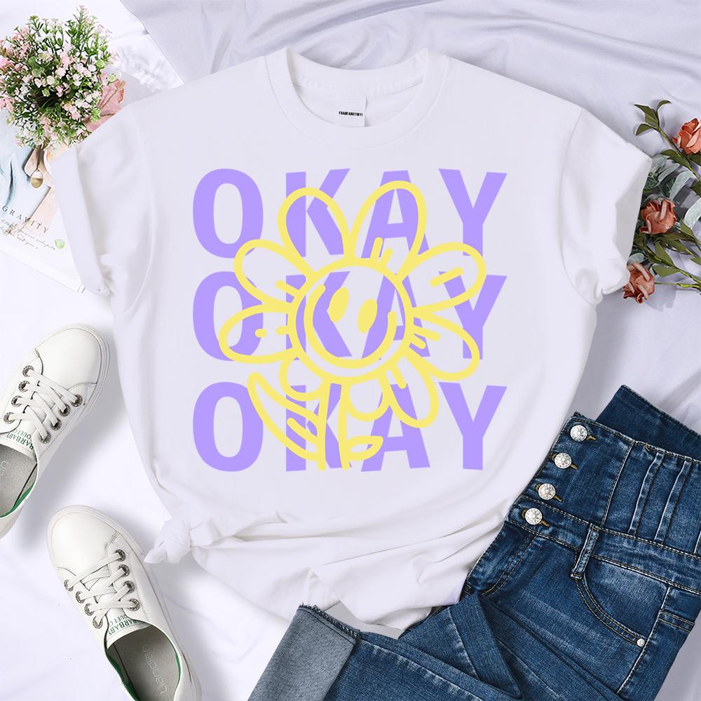 Okay Happy Expression Design Summer 3D Printing T-Shirt Womens Sport Breathable Short Sleeve Casual O-Neck Streetwear Summer Hip Hop Tee Tops