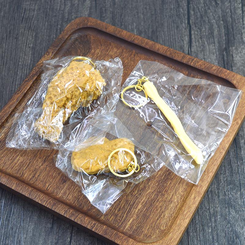 Food Model Keychain Set: Chicken Leg, French Fries, Chicken Wing