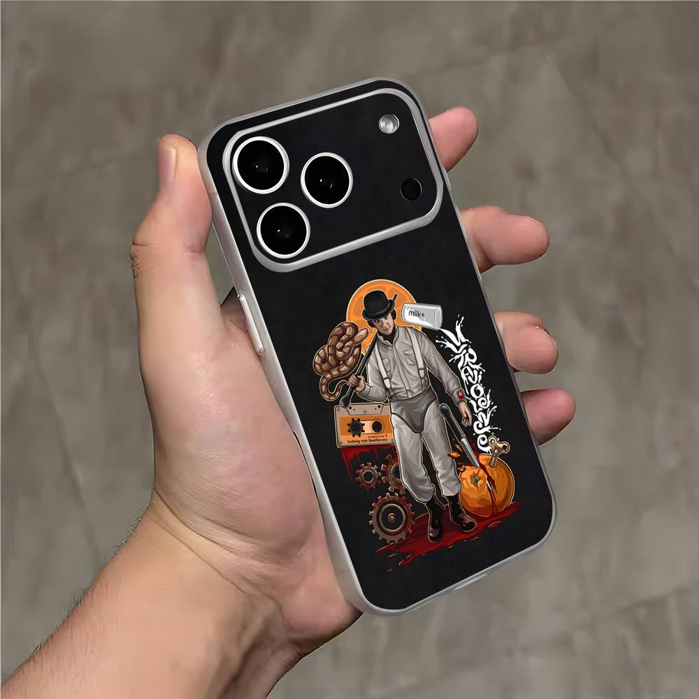 A C-Clockwork O-Orange Transparent White Phone Case For iPhone 17,16,15,14,13,12,11,Pro,Max,Plus Magnetic Wireless Charging iPhone11PROMAX