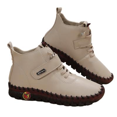 Übergröße handgenähte Sohle lässige Stiefel Damen neue PU-Leder Stiefeletten botas femininas lässige Sneaker C737