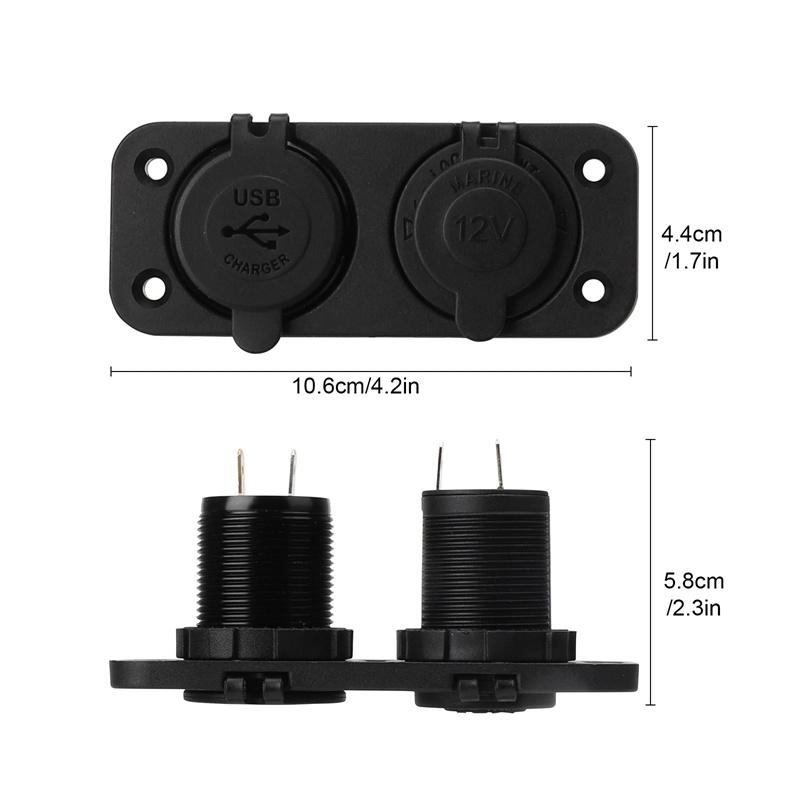 Qc3.0 Lighter Outlet Waterproof 12V/24V Dual Usb Type-C Car Charge Socket With Touch Switch For Car Motorcycle Rv Boat