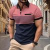 Summer Men's New Chest Fake Pocket Digital Printed Lapel Button Up Short Sleeve Top