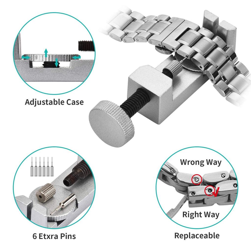 EasyTime Watch Repair Kit with Watch Link Removal Watch Band Watch Back Case Spring Instruction Ideal for Replacement or Strap Disassembly Tool,
