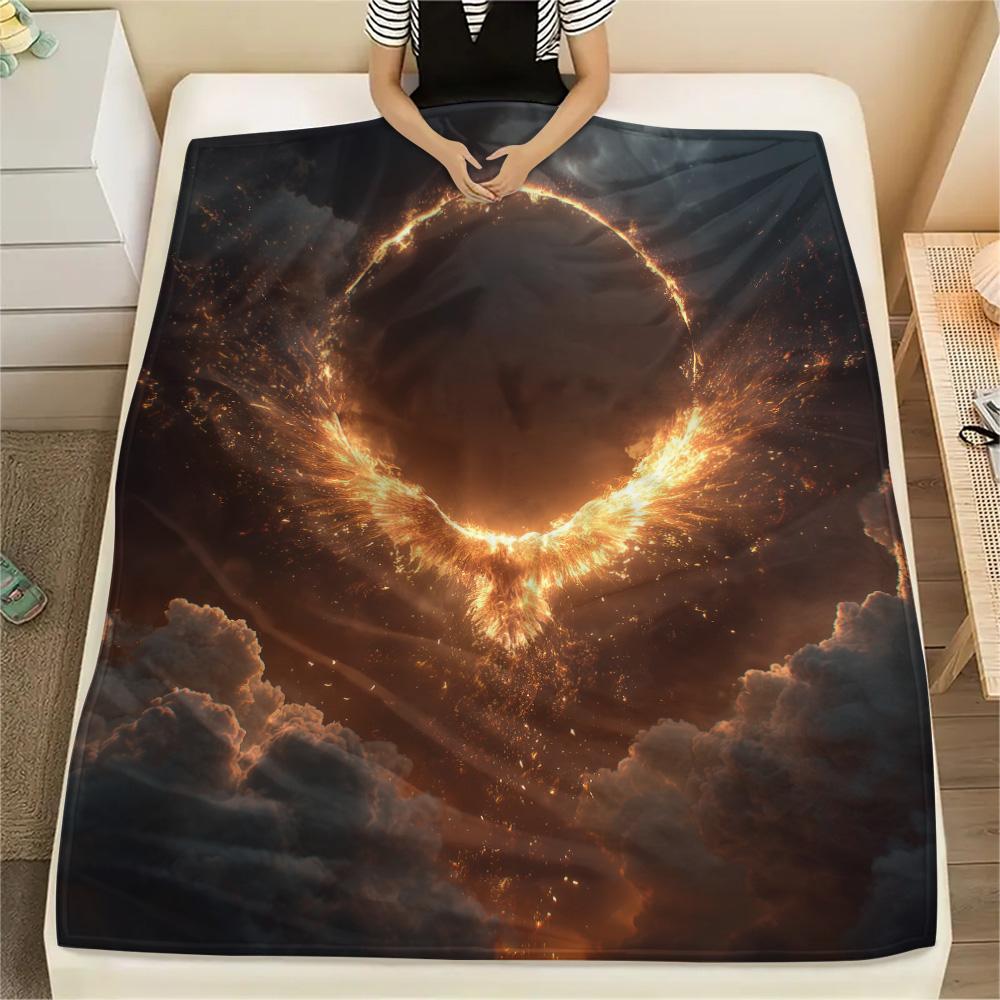 Flame Phoenix  Print Flannel Blanket, High quality Comfortable for All Seasons, Home Decor, Warmth and Comfort