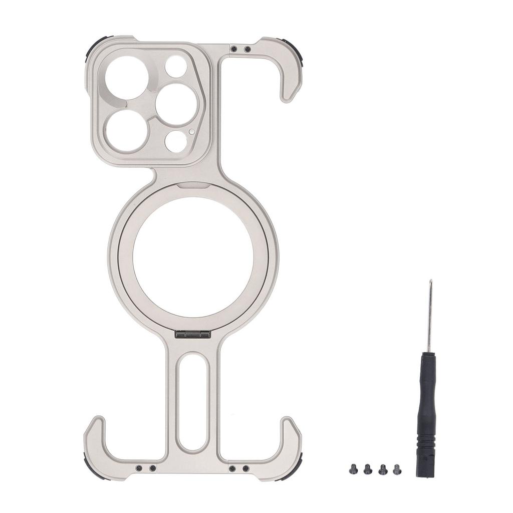 Metal Frameless Case Shock Absorption 17mm Thread Thin Slim Protective Bumper Case with Stand for