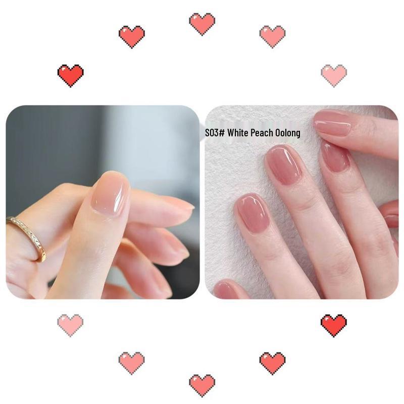 Peelable Odorless Water-based Nail Polish - Quick-drying, No-bake, Ice-clear Solid Nude Color for Students