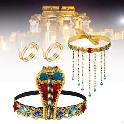 4-teiliges ägyptisches Kostümzubehör-Set. Verkleiden Sie sich mit 2 Schlangen-Armmanschetten und Wirbelarmbändern