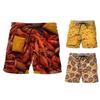 Sausage Print Men Shorts Wide Leg Elastic Waist Drawstring Food Shorts