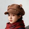 Autumn and winter cute sweet bear ears beret versatile face student newsboy hat