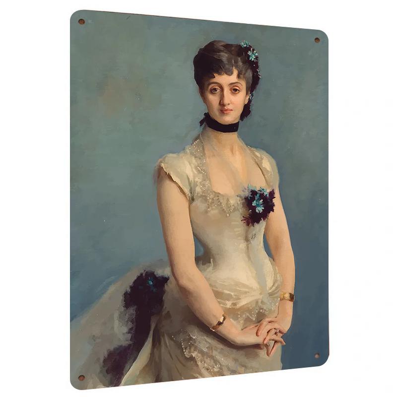 

Vintage European Court Lady Custom Metal Iron Painting Living RoomWall Decorative Hanging Art 20x30cm（7.8x11.8inch）
