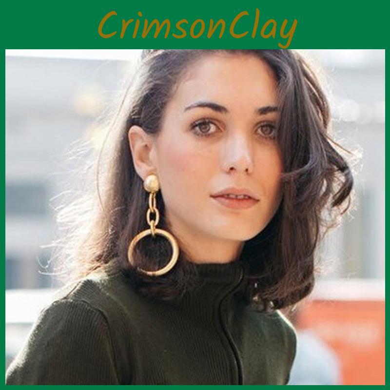 Circle Unique Gold Earrings Geometric Shape For Women Fashionable