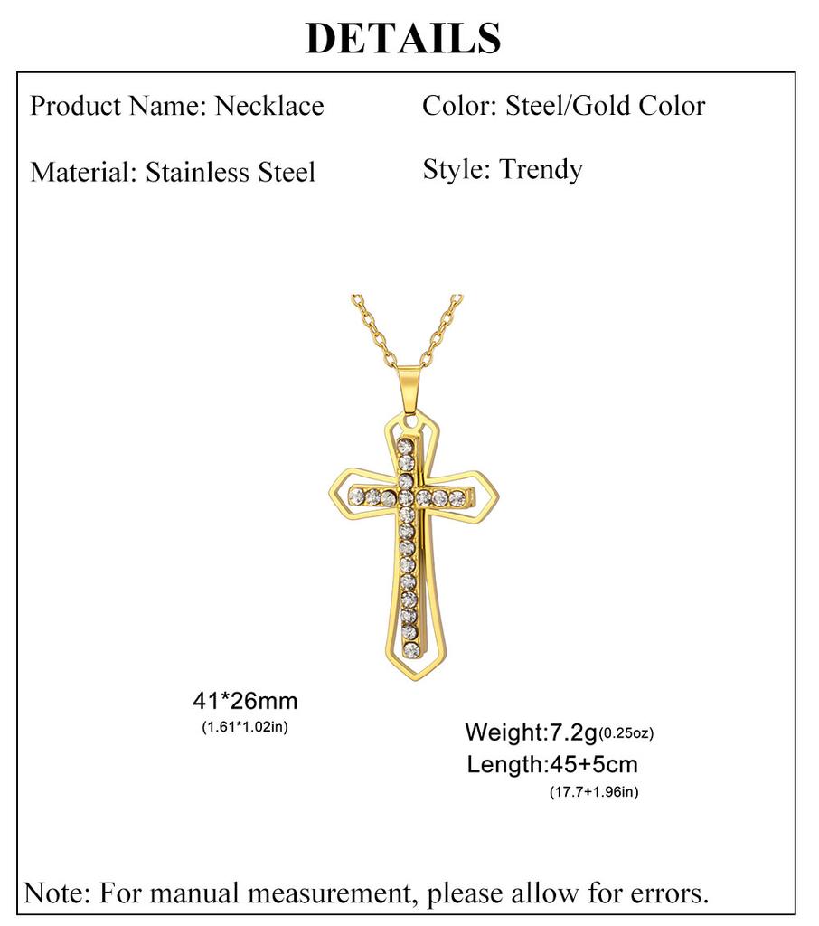 Cazador Clear Zircon Cross Pendant Necklace for Women Men Stainless Steel Couple Necklaces Jesus Christian Jewelry Gift 2026