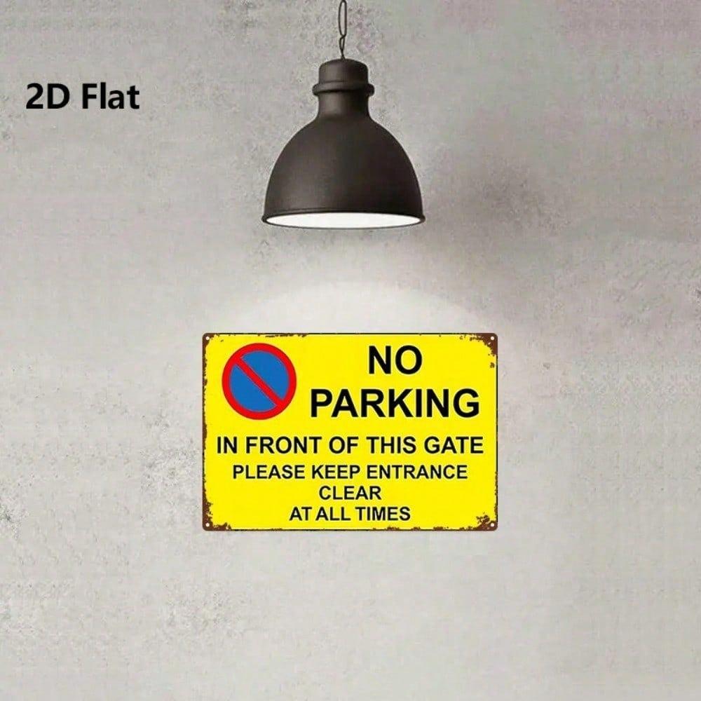 1pc No Parking Gate Sign 8x12in Metal Plaque, Durable Iron Art 2D Flat, Vintage Decor for Home Kitchen Bar Restaurant Bedroom