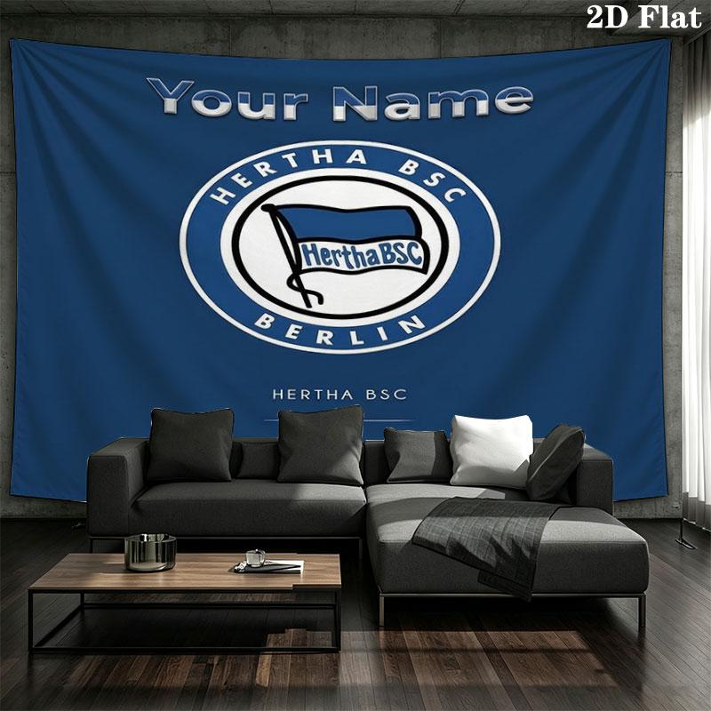 Hertha BSC Custom Name Wall Tapestry Aesthetic Wall Hanging Printed Fabric Blanket Decorative Tapestries for Bedroom Living Room Home Decor