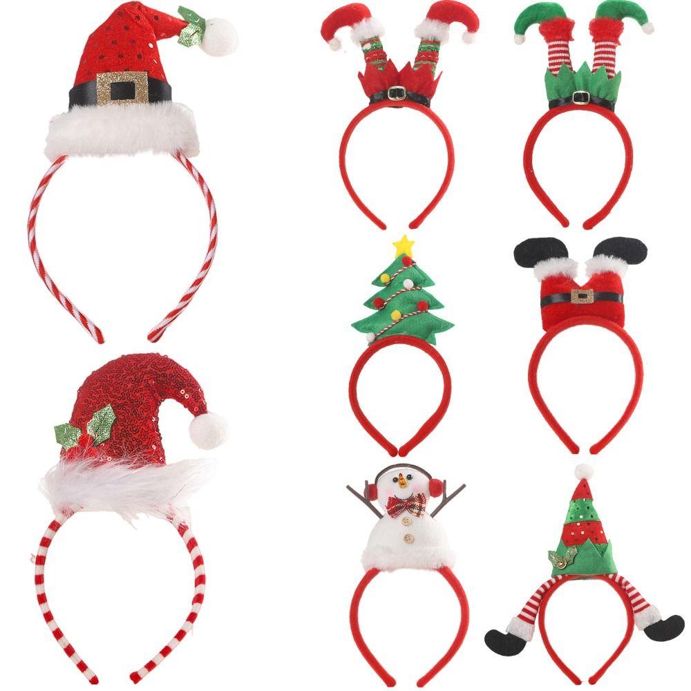 Cartoon Christmas Headbands Snowman Xmas Tree Headbands Holiday Hairbands New Year Celebration