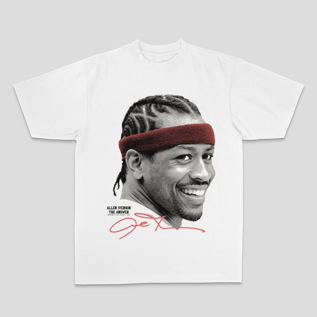 Top Allen Iverson American Heavyduty Cotton Graphic Printed Summer Shortsleeved Tshirt Unisex Style Both Of Unisex And Unisex