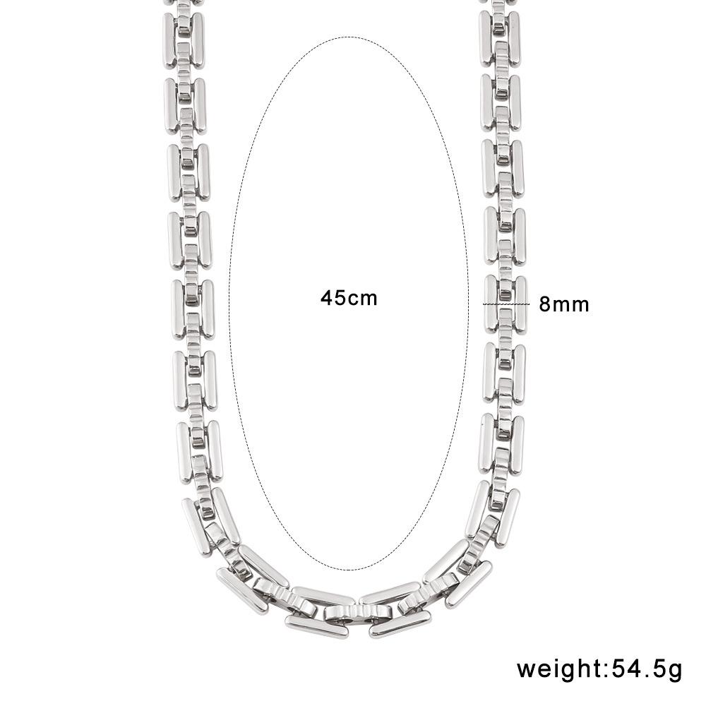 European Style 18K Gold Titanium Steel Square Link Necklace & Bracelet Set