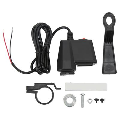 Motorcycle Phone Charger Electric Bike 3.1A Dual USB Phone Charger Retrofit Kit with Red Voltmeter