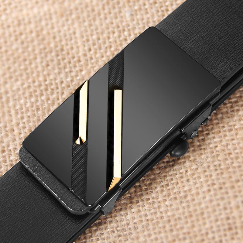 Belt for Men's Casual In-wearing Toothless Automatic Buckle Belt Simple Youth Business Cowhide Belt