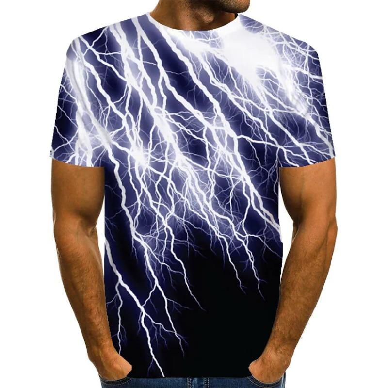 Summer Round Neck 3D Gradient Print Top Fashionable Casual Short Sleeved Men's T-shirts
