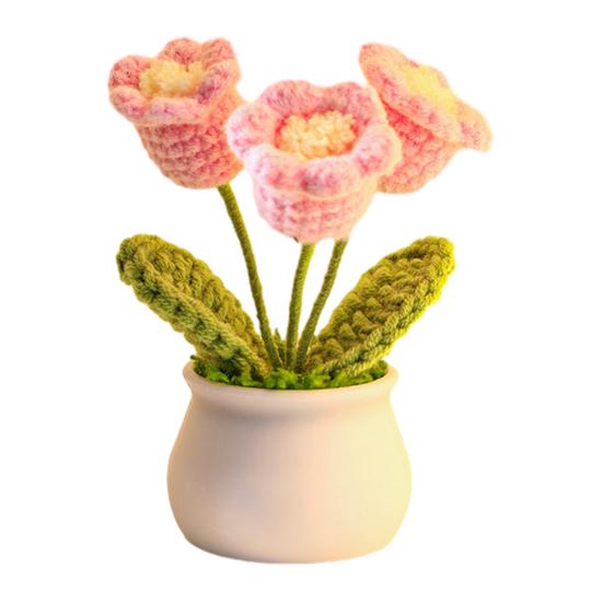 Gehäkelte Blume Dekoration Handgemachte Topfdekoration, Gestrickte Künstliche Sonnenblume Schreibtisch Dekorative Garn Dekoration, Geschenk für Frauen, Mama, Lehrer, Freundin,