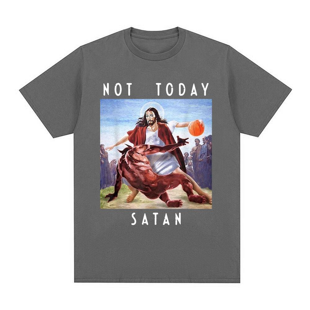 Not Today Satan Jesus Vs Satan in T Shirt Harajuku Casual T-shirt Men's Women's Fashion Cotton Summer T Shirts Streetwear Tops