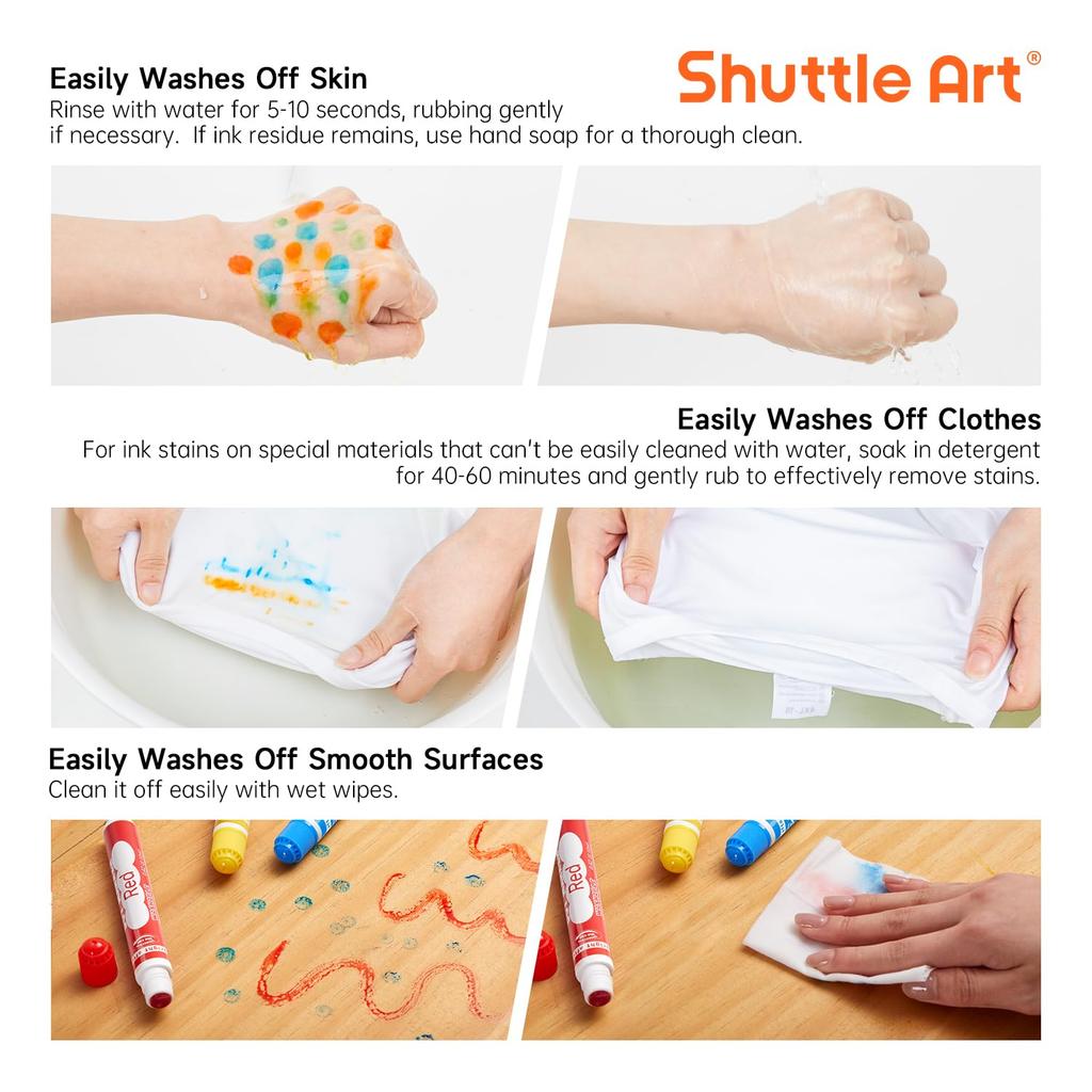 Shuttle Art Dot Marker Color Pen Set of 40 Colors 12ml for Kids Washable Comes with 1 Coloring Book Doodle Easy To Grip Drawing Set Art Supplies Toys
