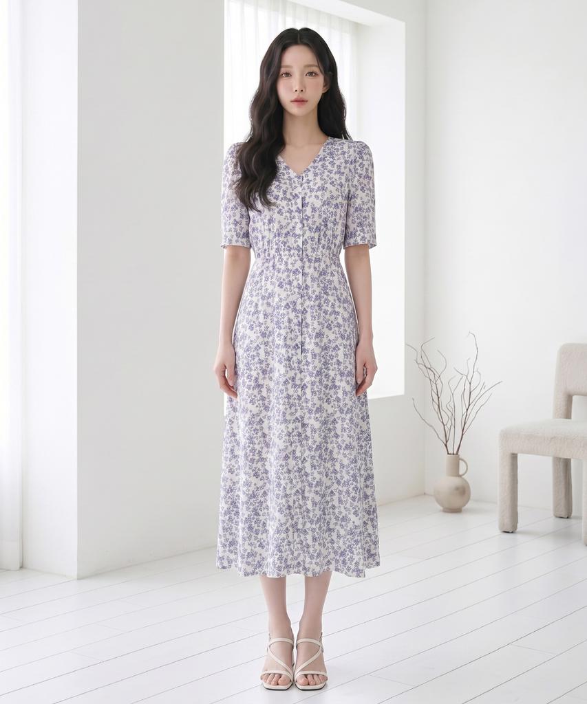 SOUP Smoke Banding Flower Long Dress (Oa4Opt8)
