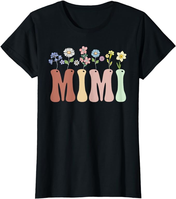 Grammy Gifts Women Wildflower Floral Design Grammy T-Shirt Women's Fashion Nana Gigi Grandma Tees Yaya Mimi Mother's Day Clothes