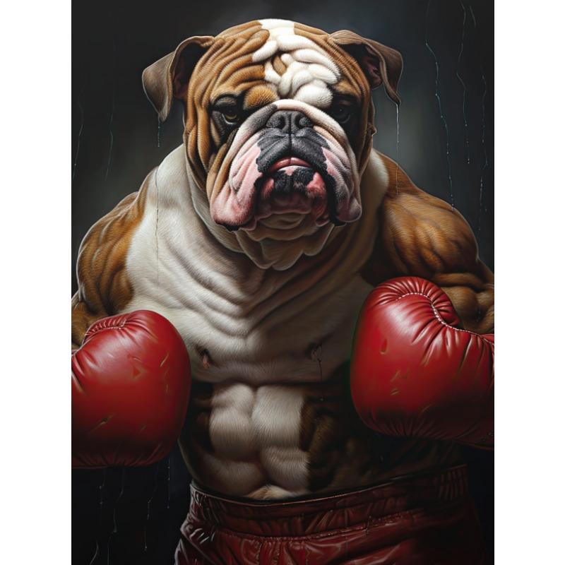 Funny British Bulldog Poster Skateboarding Boxing Reading Newspaper Chef Baking Canvas Painting Wall Art Picture Home room Decor