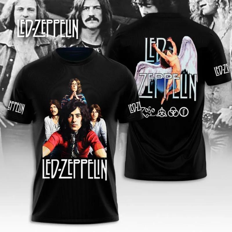 Koszulka LED Zeppelin z nadrukiem 3D Retro Street Amerykańska z krótkim rękawem Odpowiednia zarówno dla mężczyzn, jak i kobiet Fanów