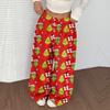 Women's Casual Christmas Print Elastic Waist Loose Fit With Plush Wide Leg Pants