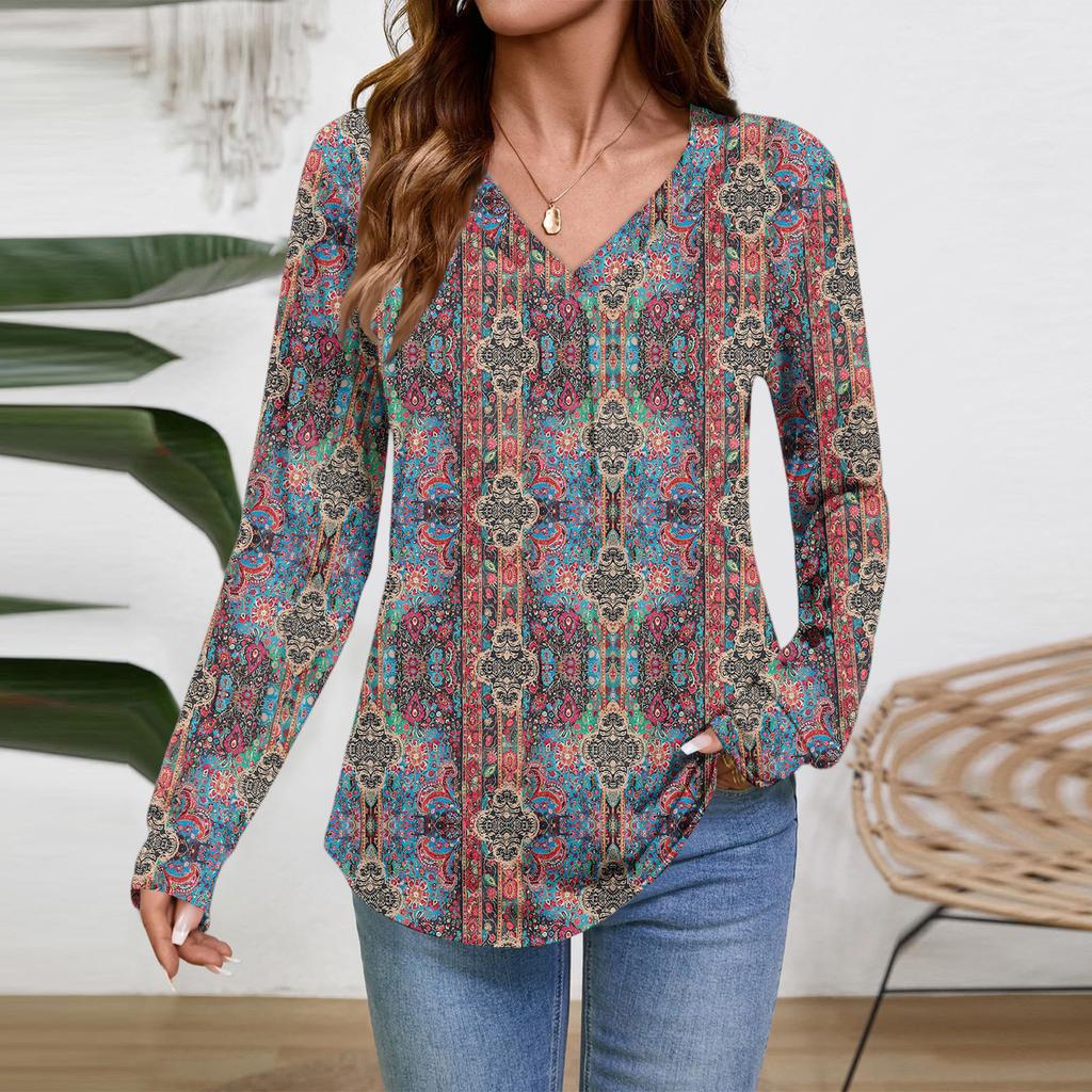 Women Long Sleeve Tops Dressy Casual V Neck Tshirts Basics Tee Vacation Fall Fashion Clothes