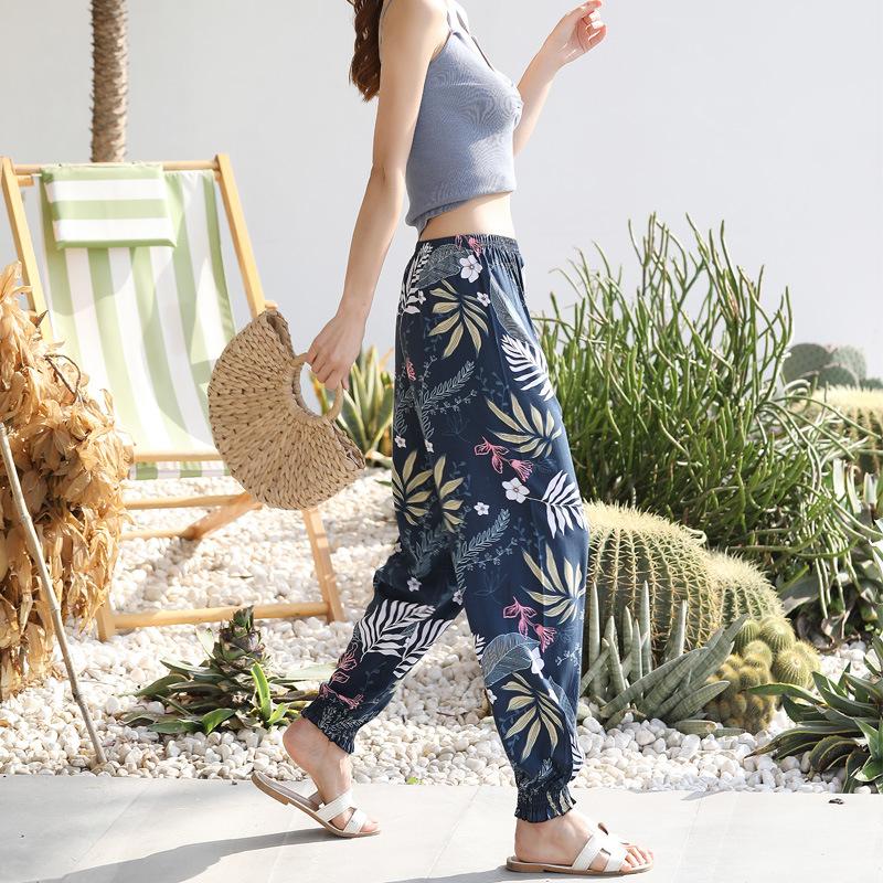 Buy Summer Women Elastic Waist Pants 