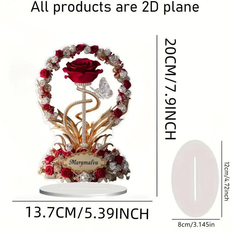 Artificial Crystal Acrylic Tabletop Decoration Gift For Birthday Wedding Anniversary 2D Printing Art