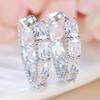 Luxury Geometric Zirconia Hoop Earrings Female Fashion Wedding Party Jewelry Gorgeous Silver Color Accessories for Women
