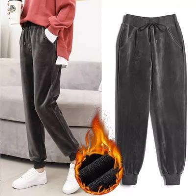 Pantalon de Sport en Velours Épais Plus Velours pour Femmes Automne Hiver Pantalon Harem Chaud Pantalon Décontracté Lâche Pantalon de Protection Pantalons