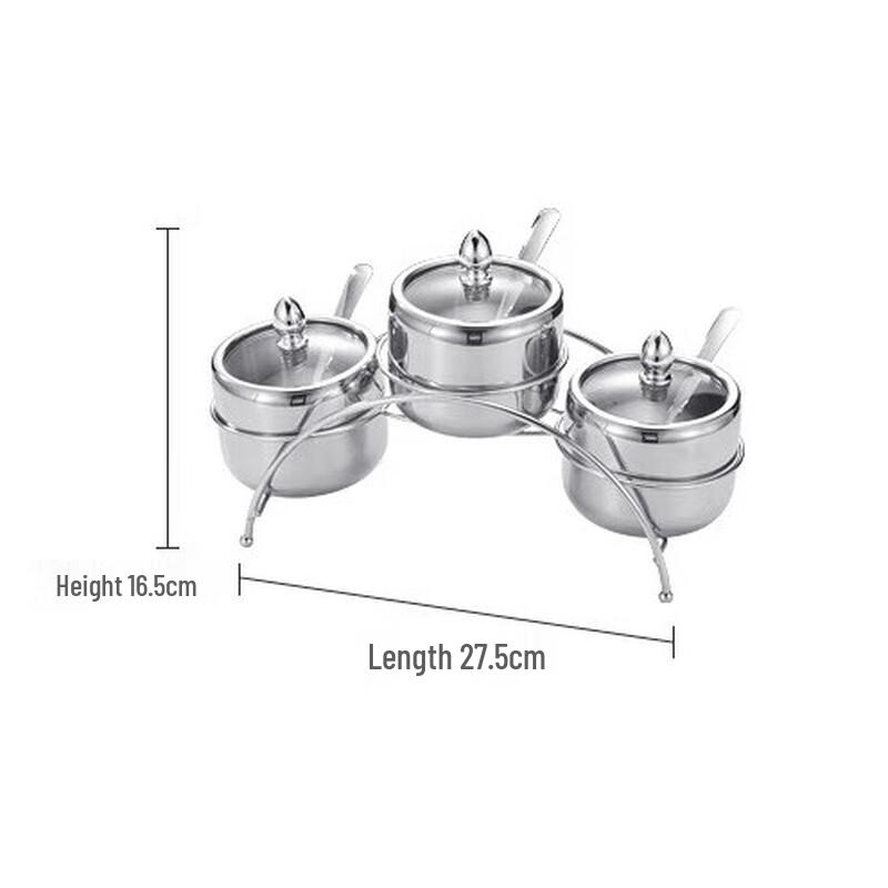 Aiqi Yixuan 3-Piece ME304 Stainless Steel Seasoning Jar Set