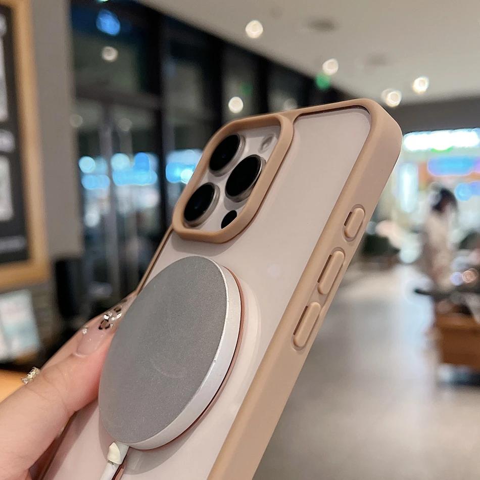 Desert Gold 16 pro max Case Magnetic for For Iphone X XR XS 13 11 1 12 14 16 Pro Max Plus Case Silicone Wireless Charge Clear Cover